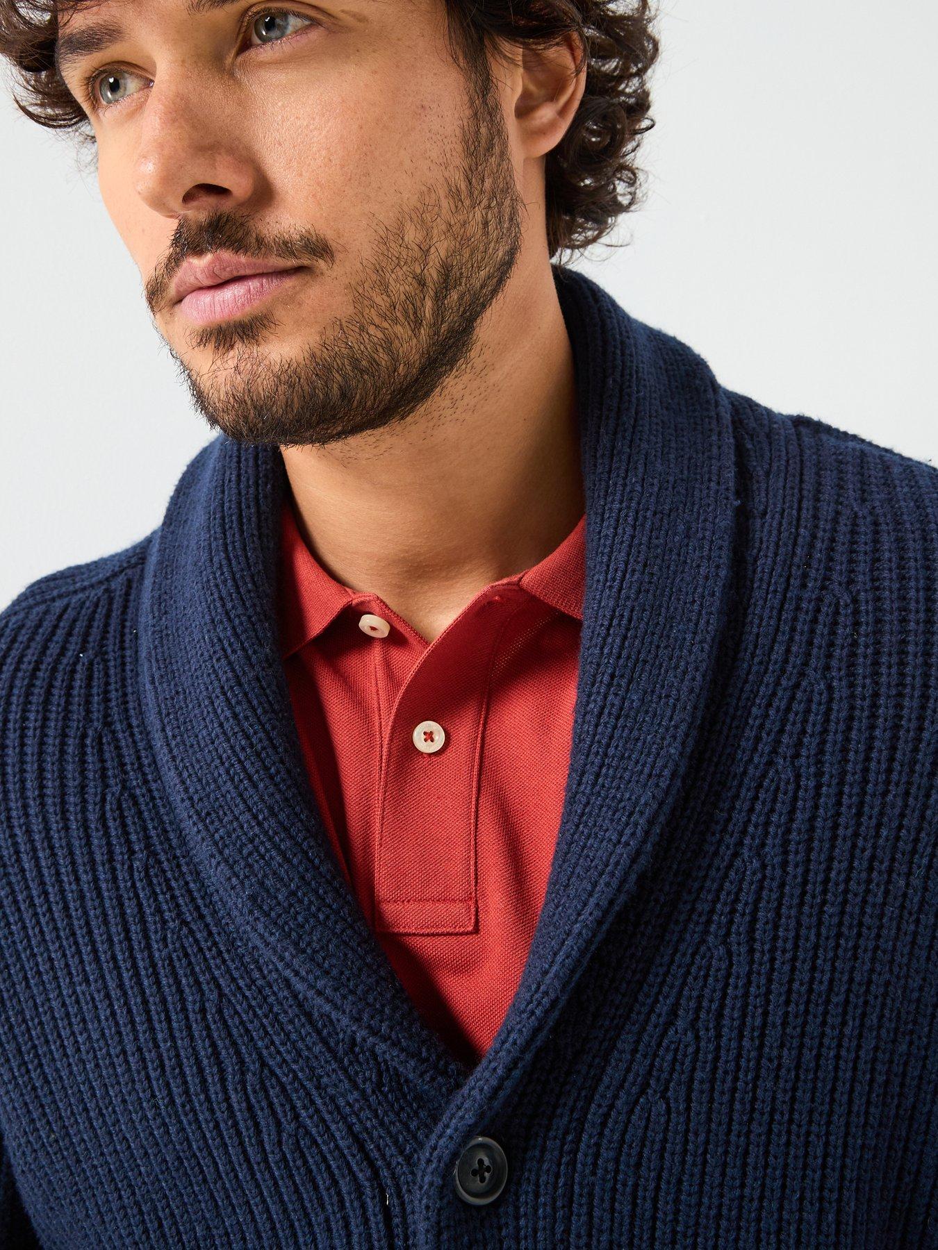 Image 4 of 6 of GANT Wool Blend Shawl Collar Knitted Cardigan - Navy