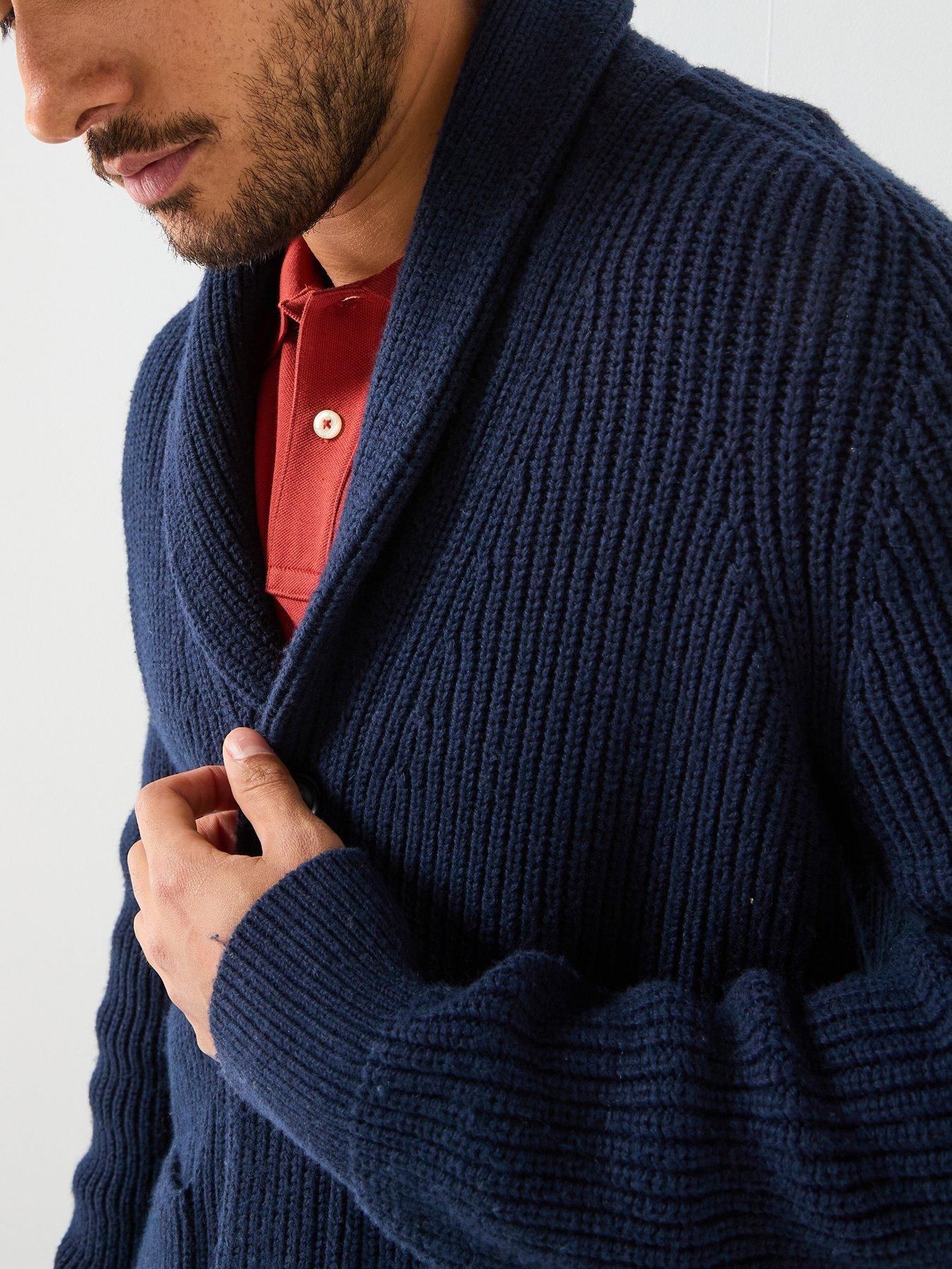 Image 6 of 6 of GANT Wool Blend Shawl Collar Knitted Cardigan - Navy