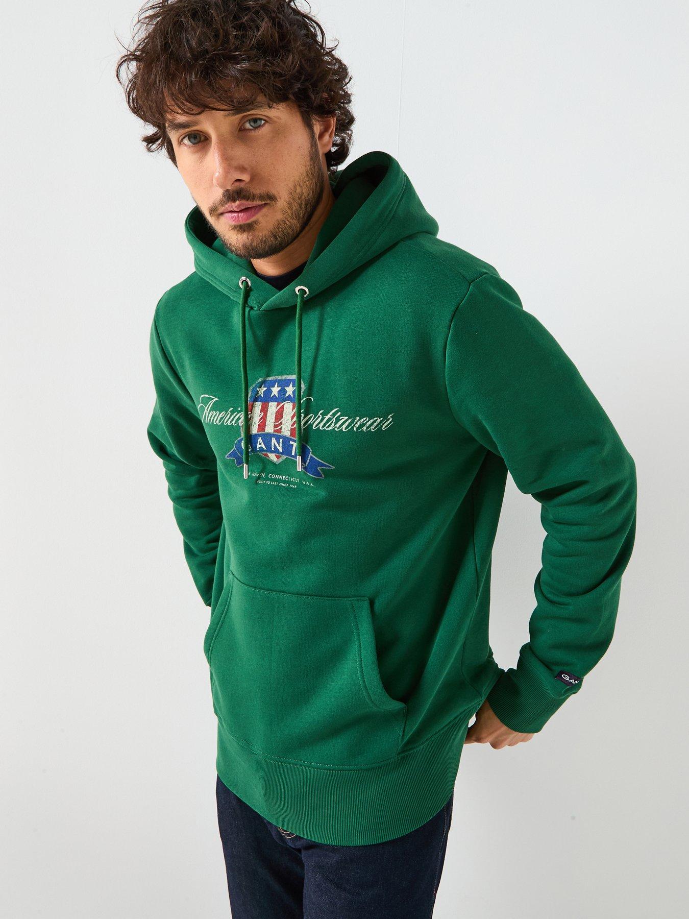 GANT Vintage Logo Graphic Overhead Hoodie - Green