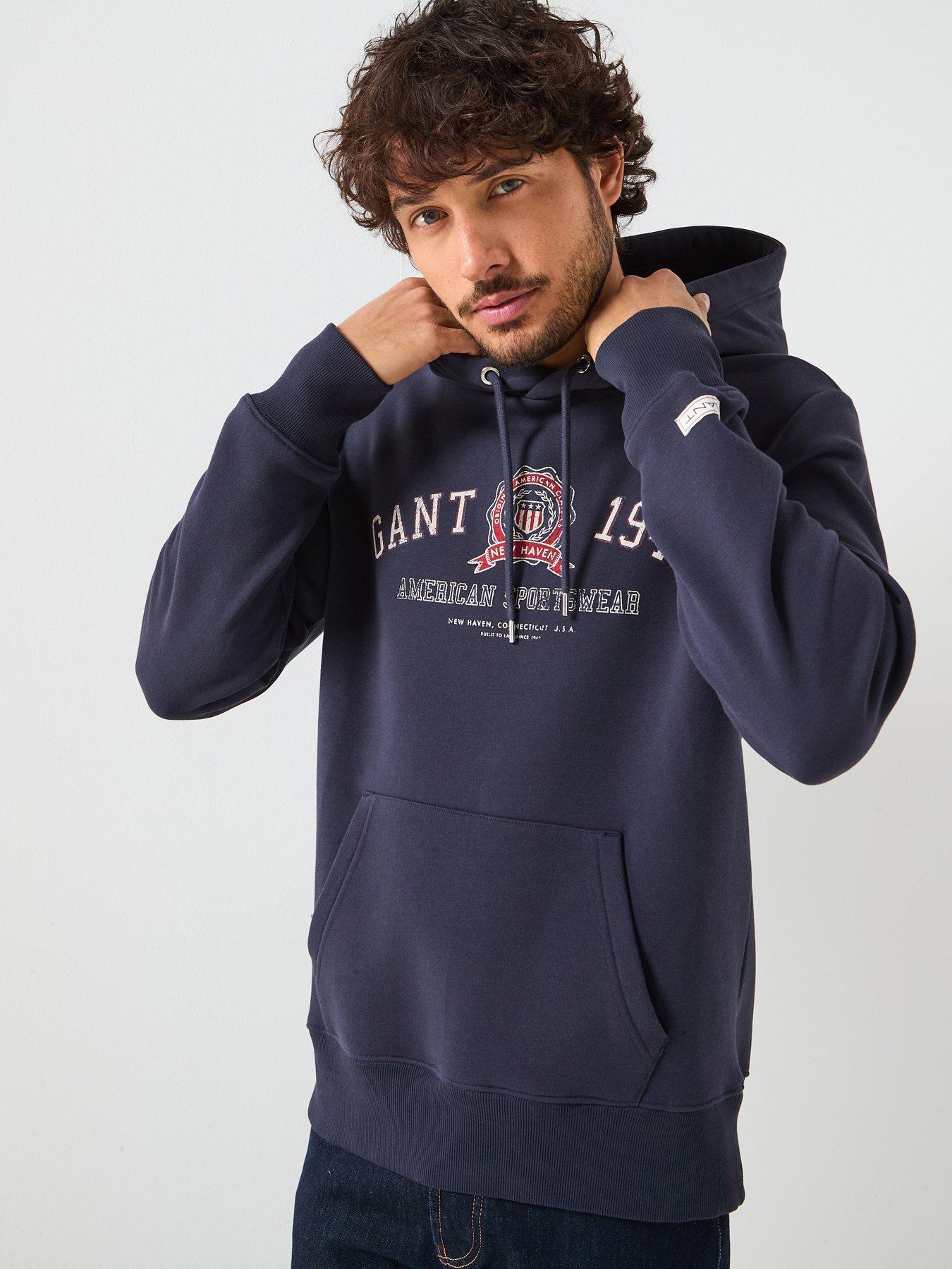 GANT Vintage Logo Graphic Overhead Hoodie - Navy