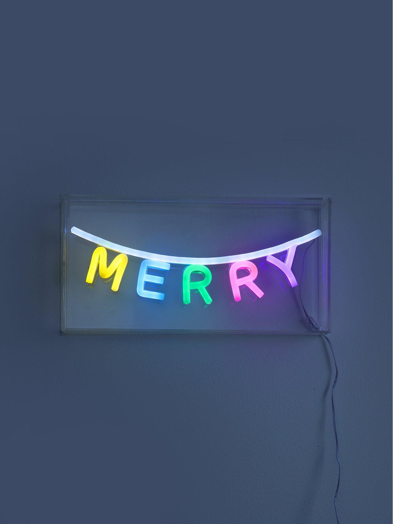 Image 3 of 5 of Festive 30&nbsp;cm Neon Light Up&nbsp;Merry Sign Christmas Decoration