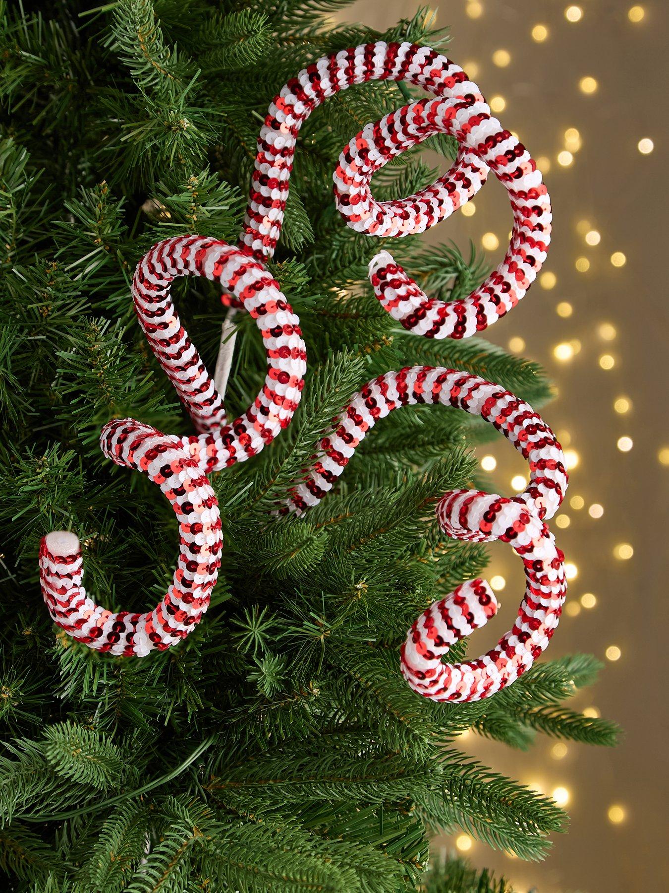 Festive Set of 3 Candy Cane Spiral Christmas Tree Picks