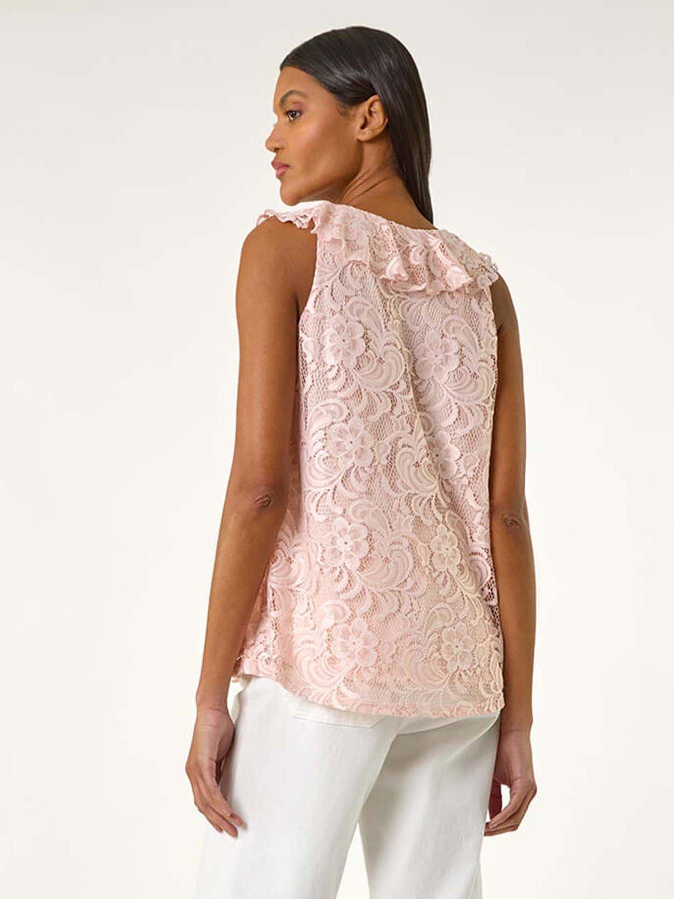 roman-lace-v-neck-ruffle-front-top-pinkstillFront