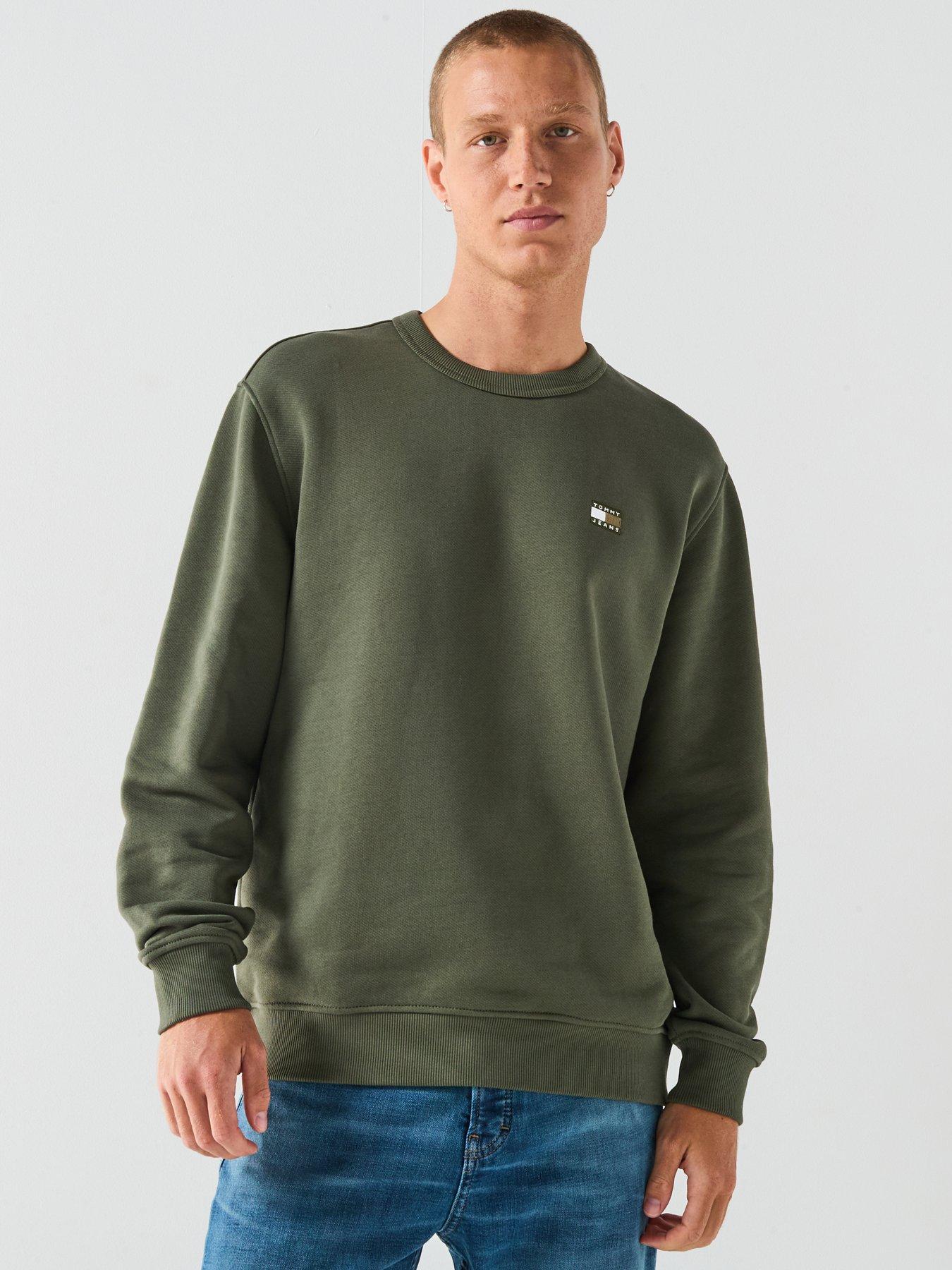 Image 1 of 6 of Tommy Jeans Regular Fit Badge Crew Sweatshirt - Green