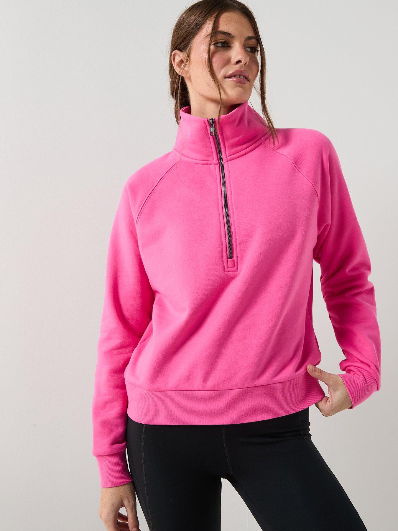 Gym + Coffee Womens Training Clubhouse Quarter Zip - Pink