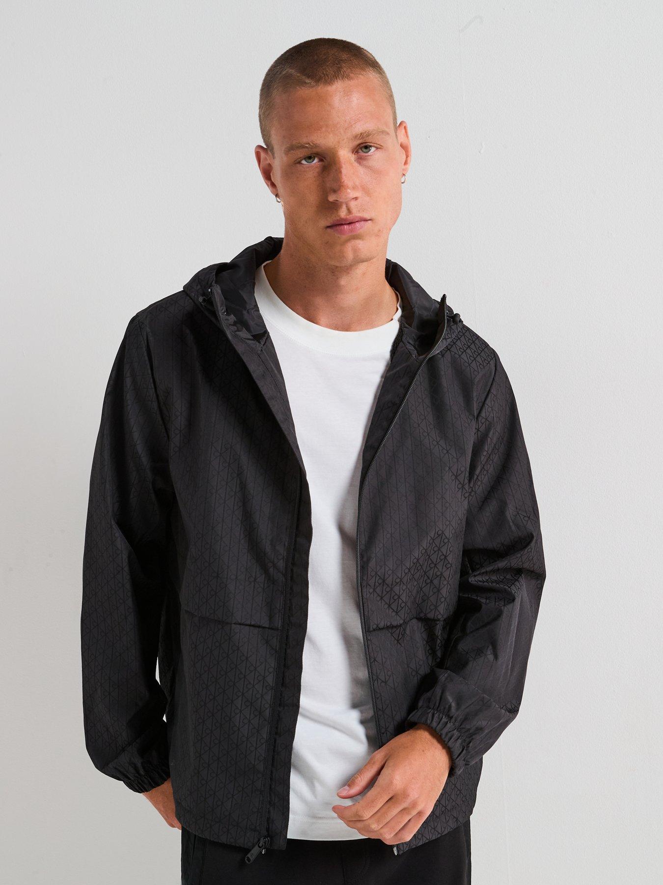 Calvin Klein Jeans Calvin Klein Jeans All Over Print Monochrome Windbreaker Jacket - Black