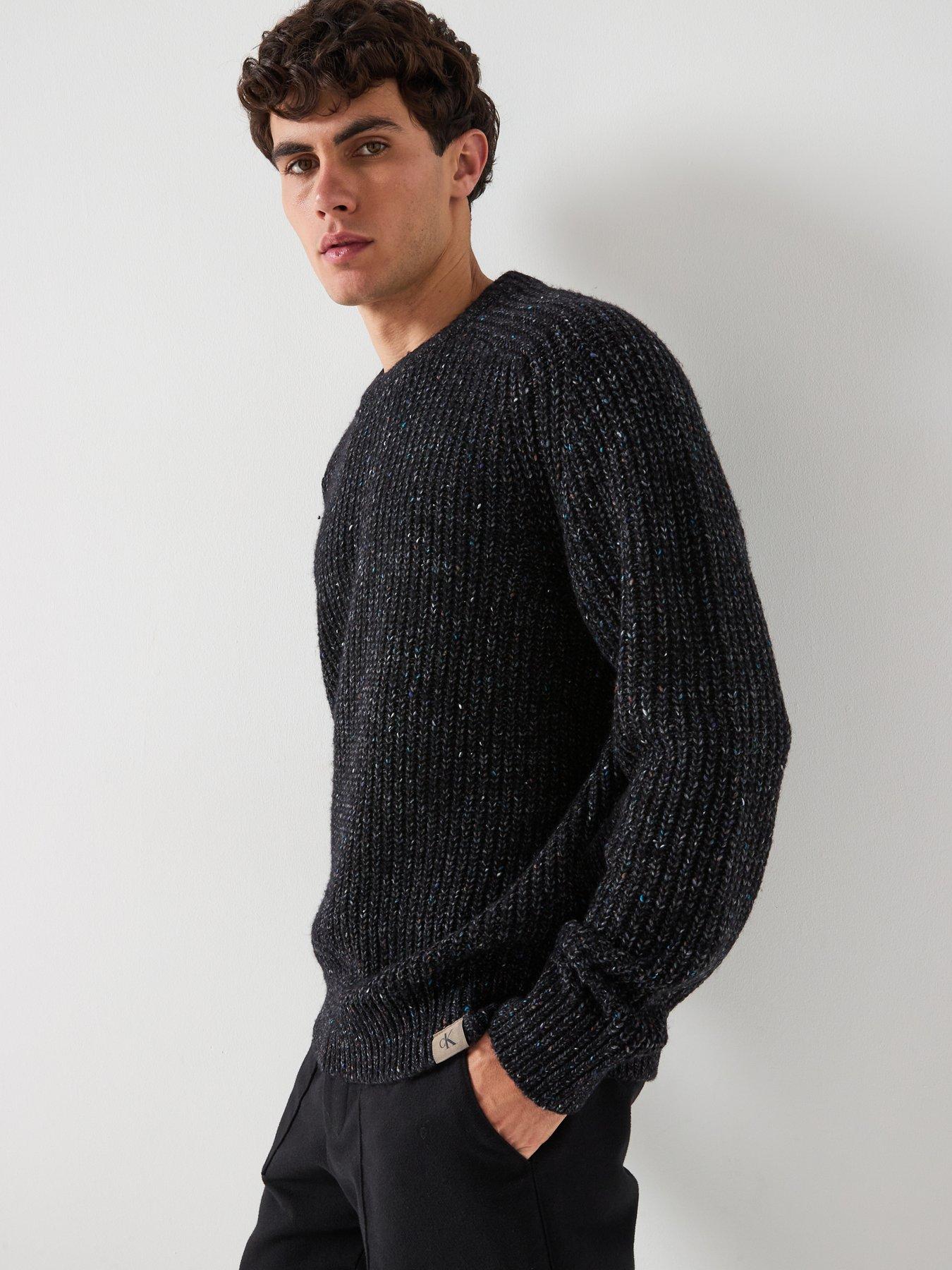 calvin-klein-jeans-novelty-yarn-raglan-crew-knitted-jumper-blackfront