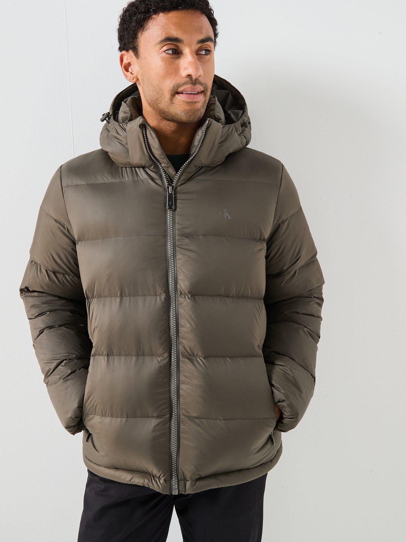 Calvin Klein Jeans Nylon Zip Off Hood Down Quilted Jacket - Green