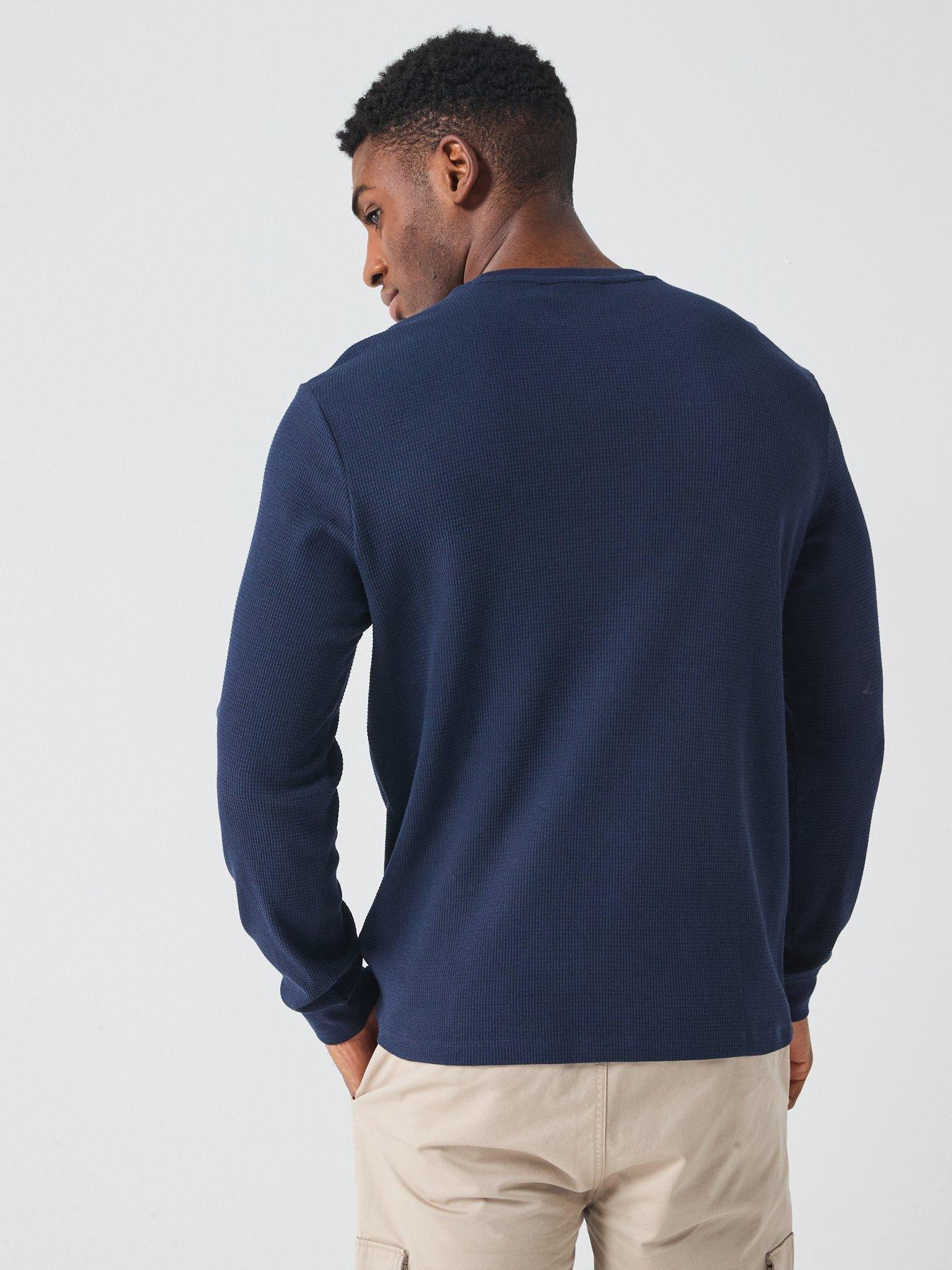 calvin-klein-jeans-waffle-badge-long-sleeve-t-shirt-navystillFront