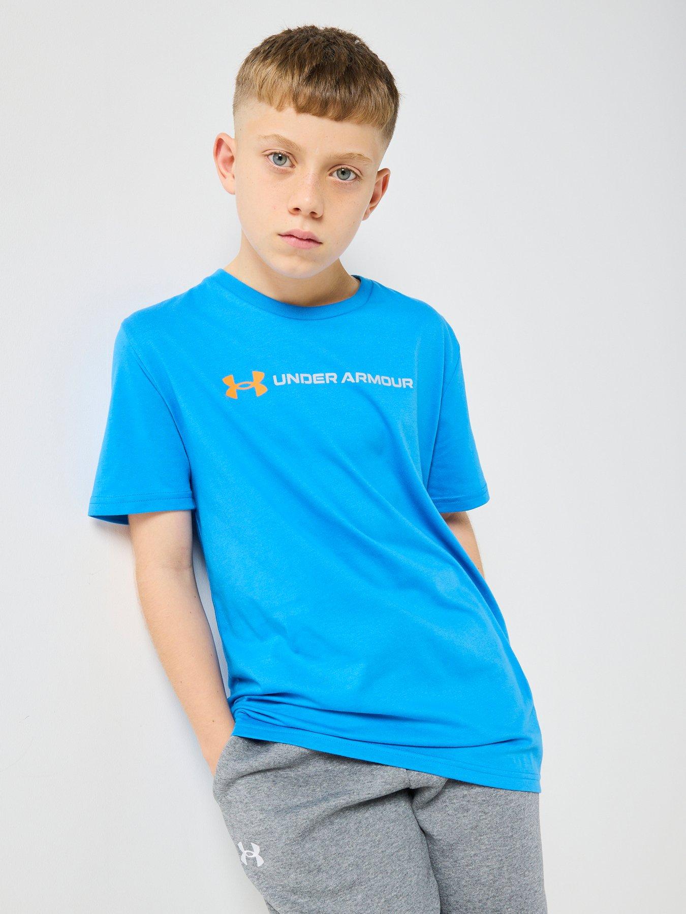 UNDER ARMOUR Junior Boys Training Logo Wordmark T-Shirt - Blue