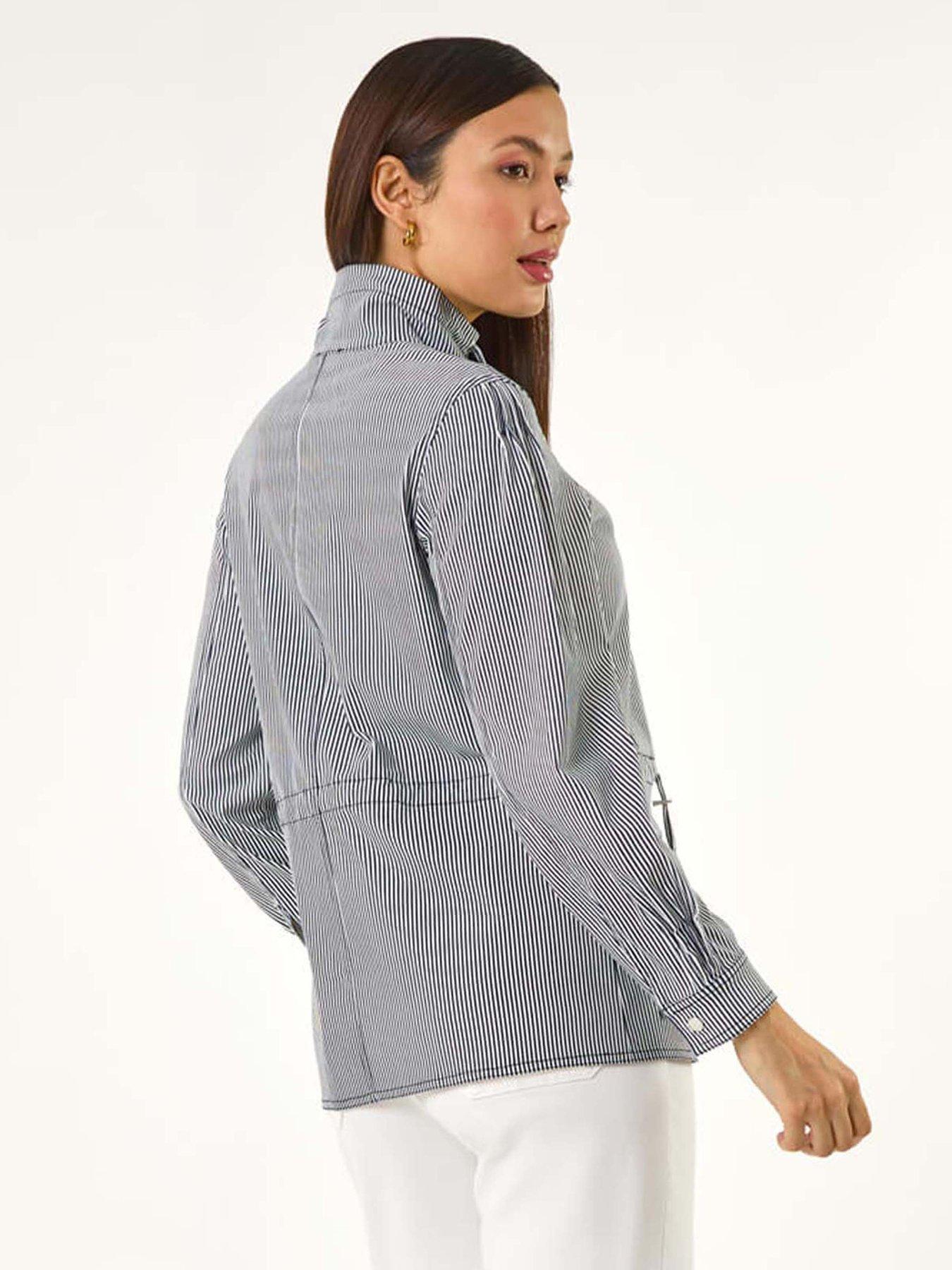 Image 2 of 5 of Roman Stripe Safari Jacket - Navy