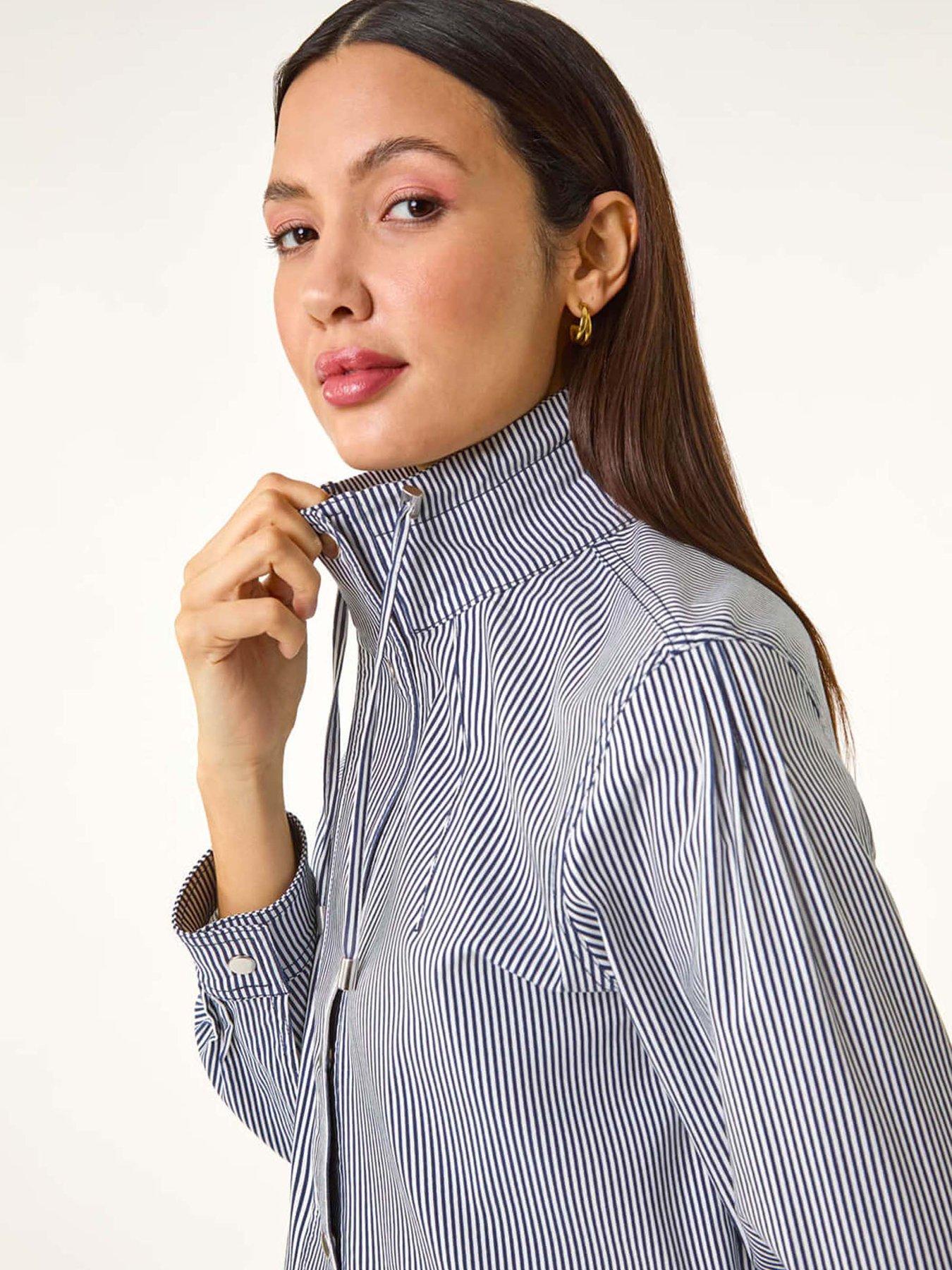 Image 4 of 5 of Roman Stripe Safari Jacket - Navy
