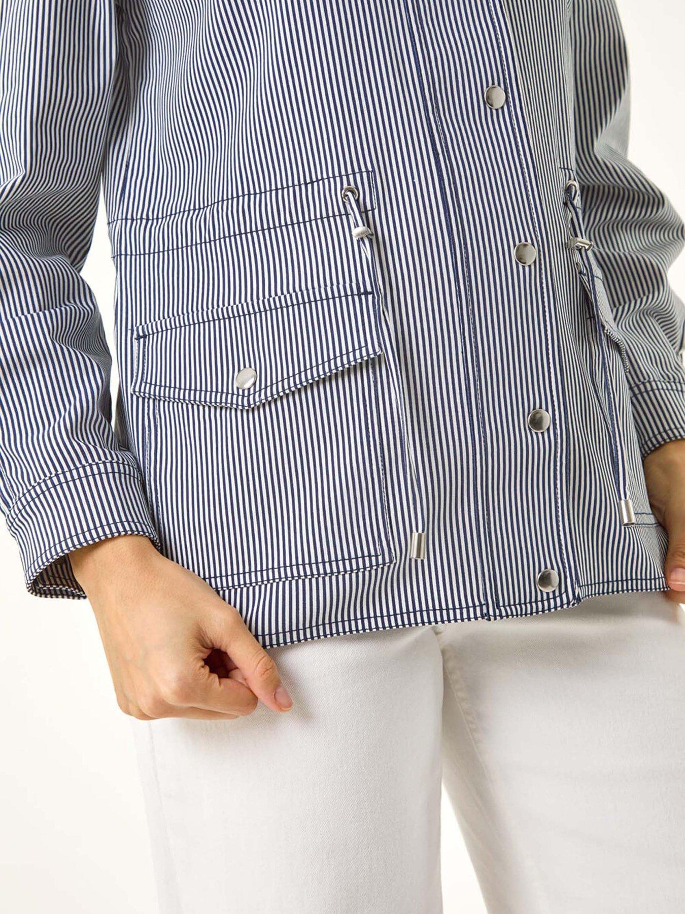 Image 5 of 5 of Roman Stripe Safari Jacket - Navy