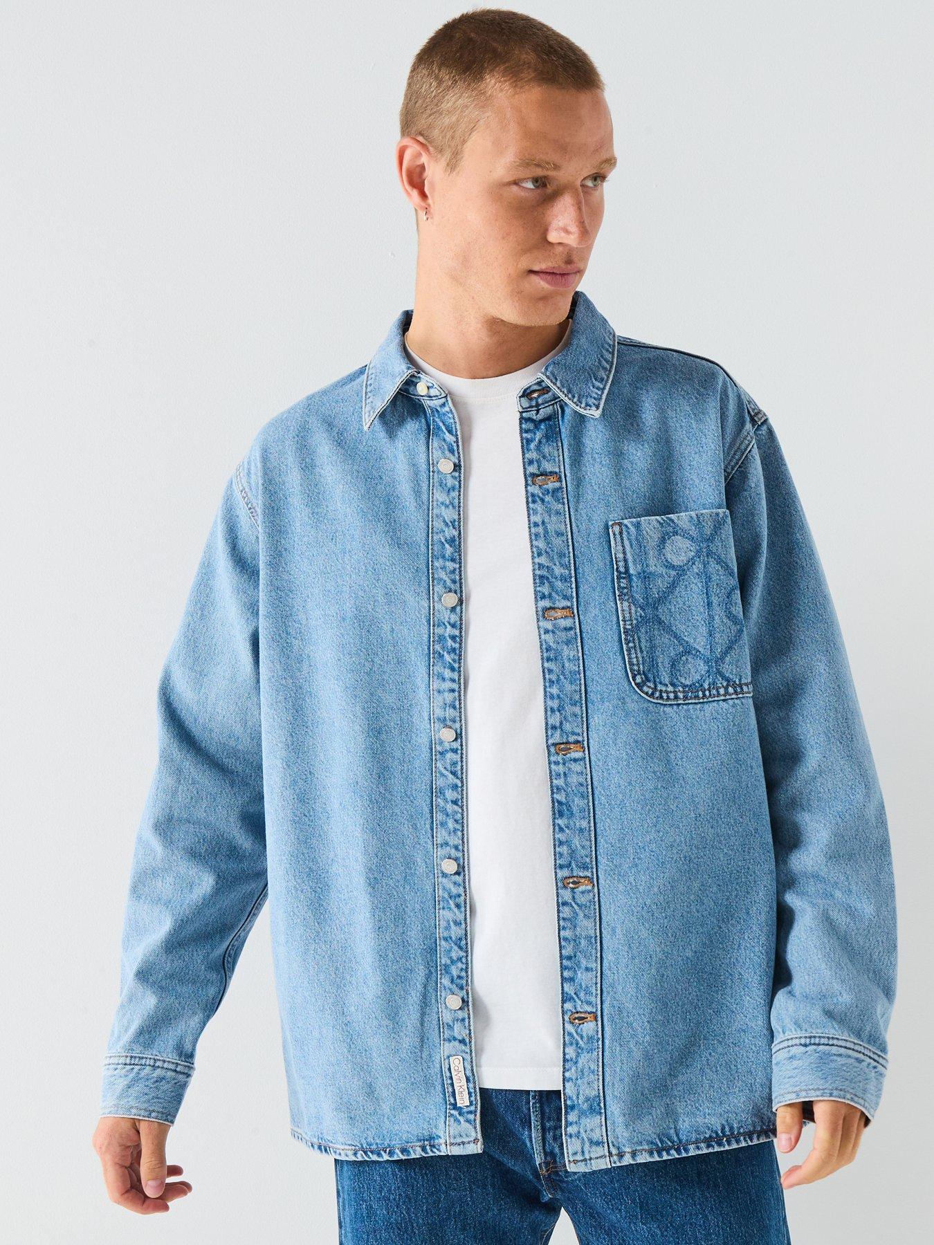 Image 1 of 6 of Calvin Klein Jeans 90S Mono Patch Denim Shirt - Light Blue