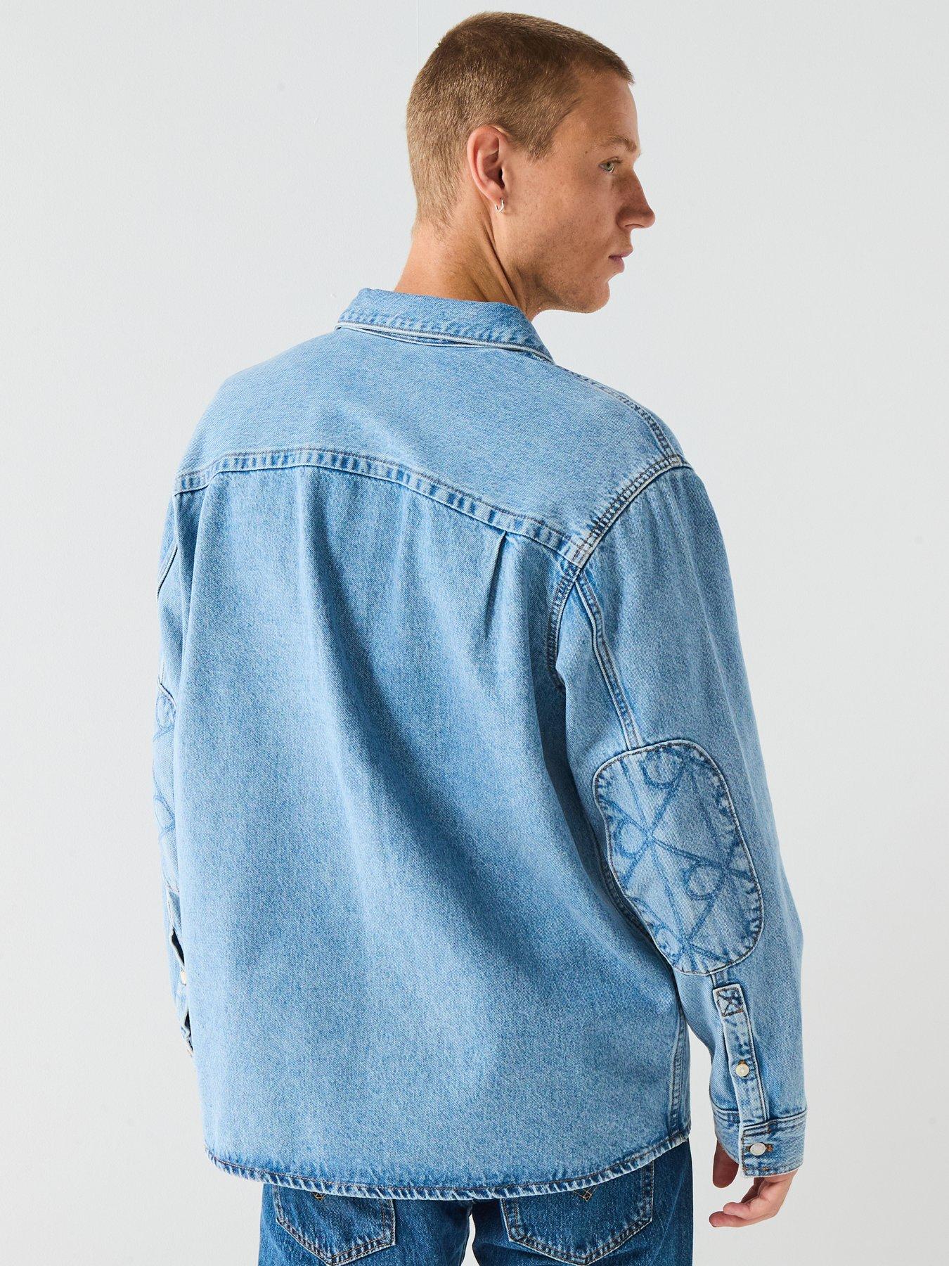 Image 2 of 6 of Calvin Klein Jeans 90S Mono Patch Denim Shirt - Light Blue