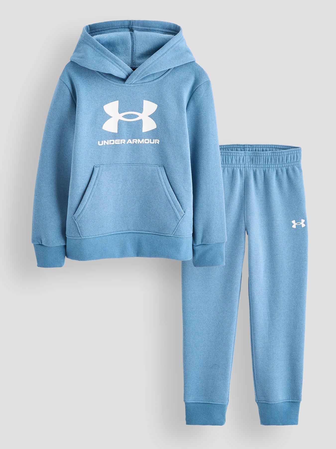 under-armour-boys-logo-hoodie-set-bluefront