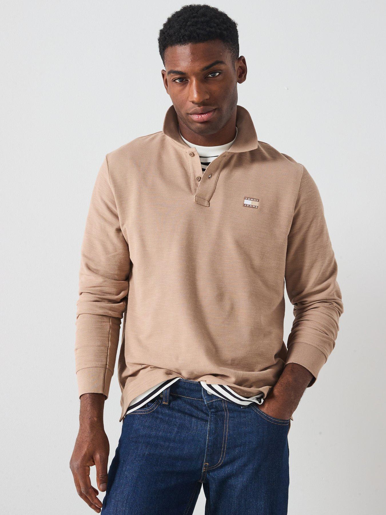 Tommy Jeans Long Sleeve Polo Shirt - Beige