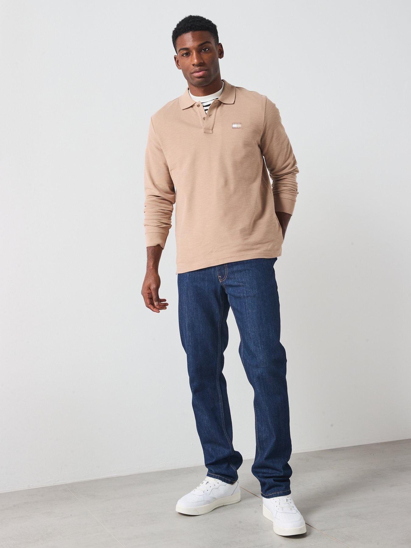 Image 3 of 6 of Tommy Jeans Long Sleeve Polo Shirt - Beige