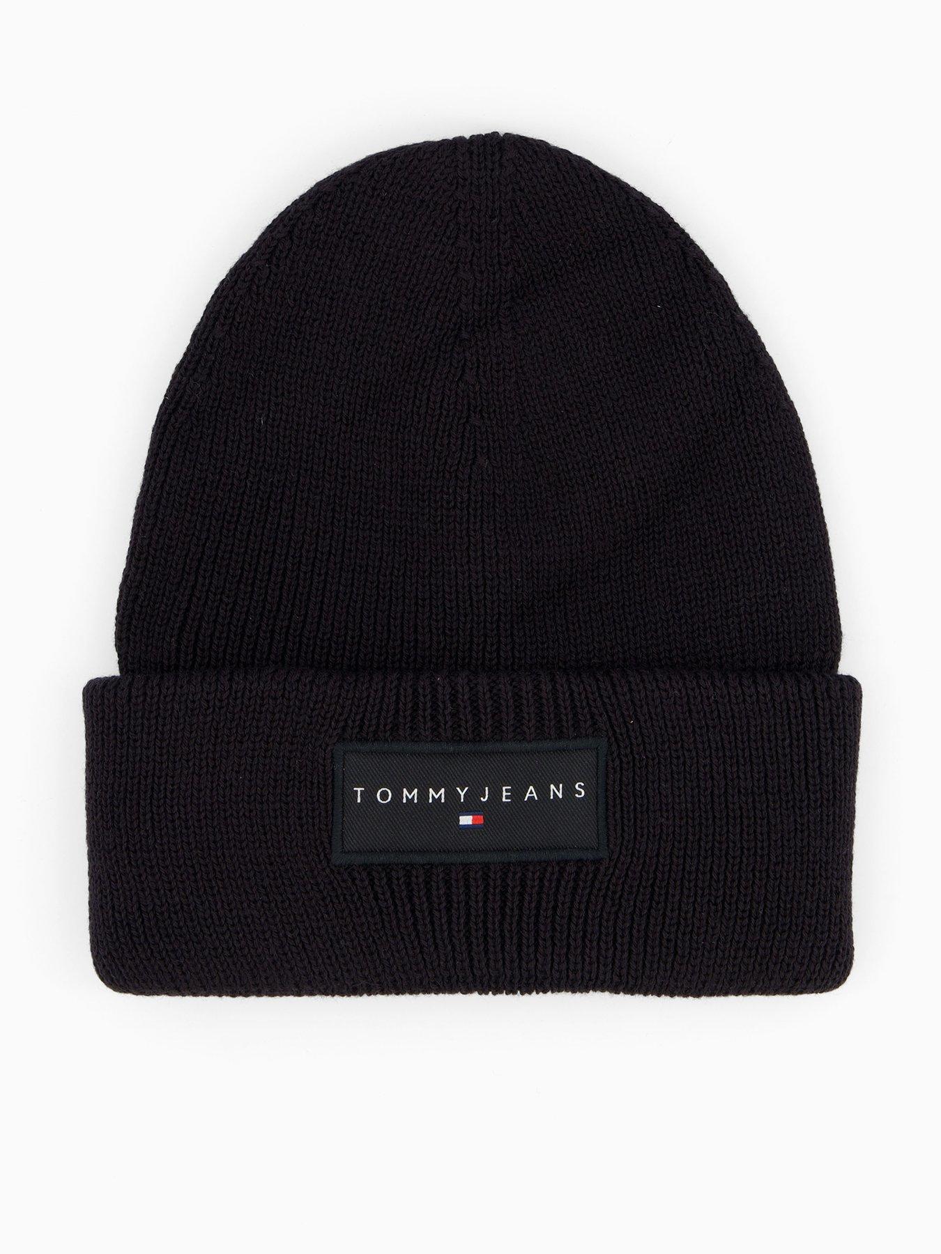 tommy-jeans-tjm-linear-beanie-hat-blackfront