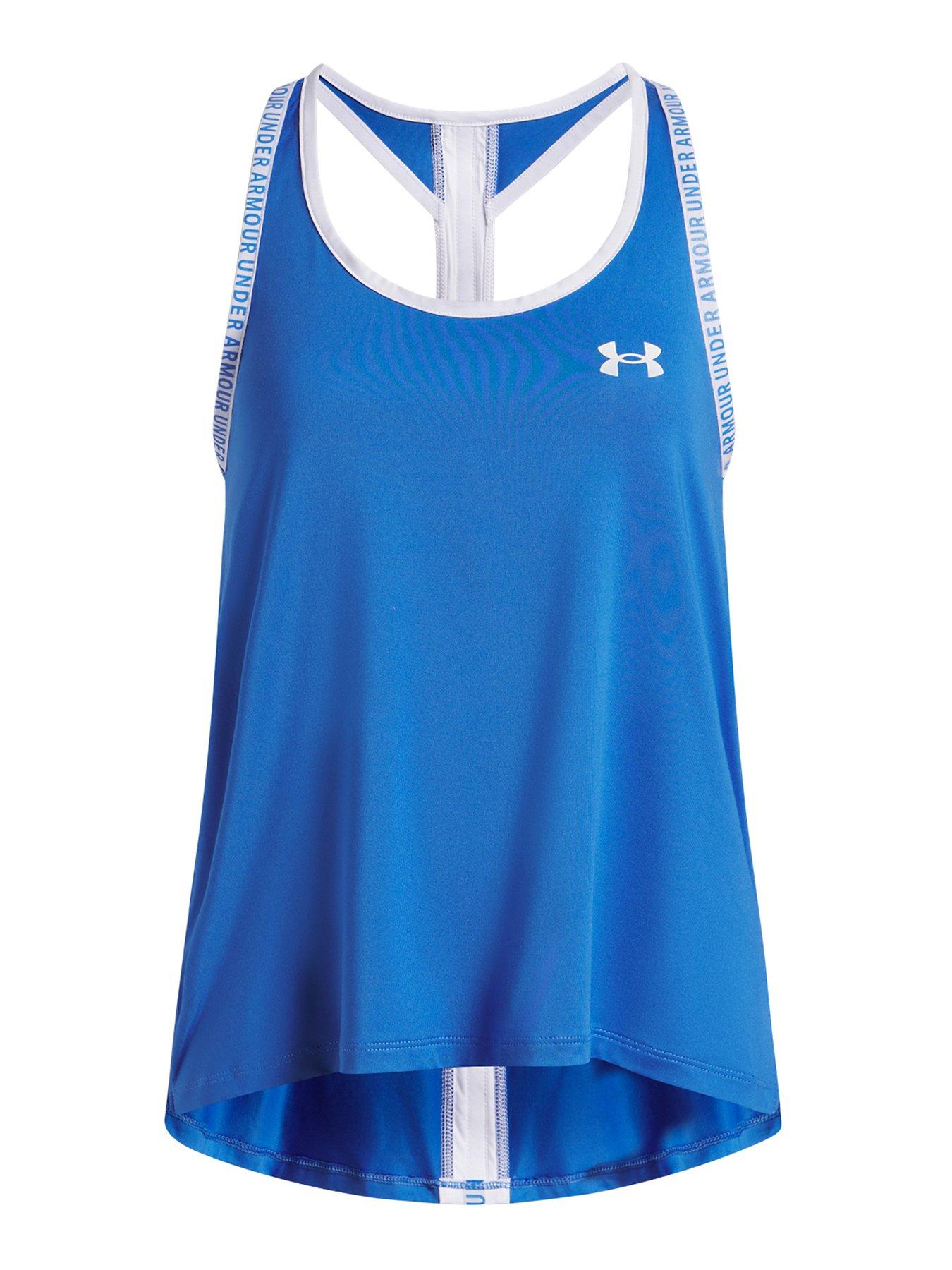 UNDER ARMOUR Junior Girls Training Tech Knockout Tank -Blue /White