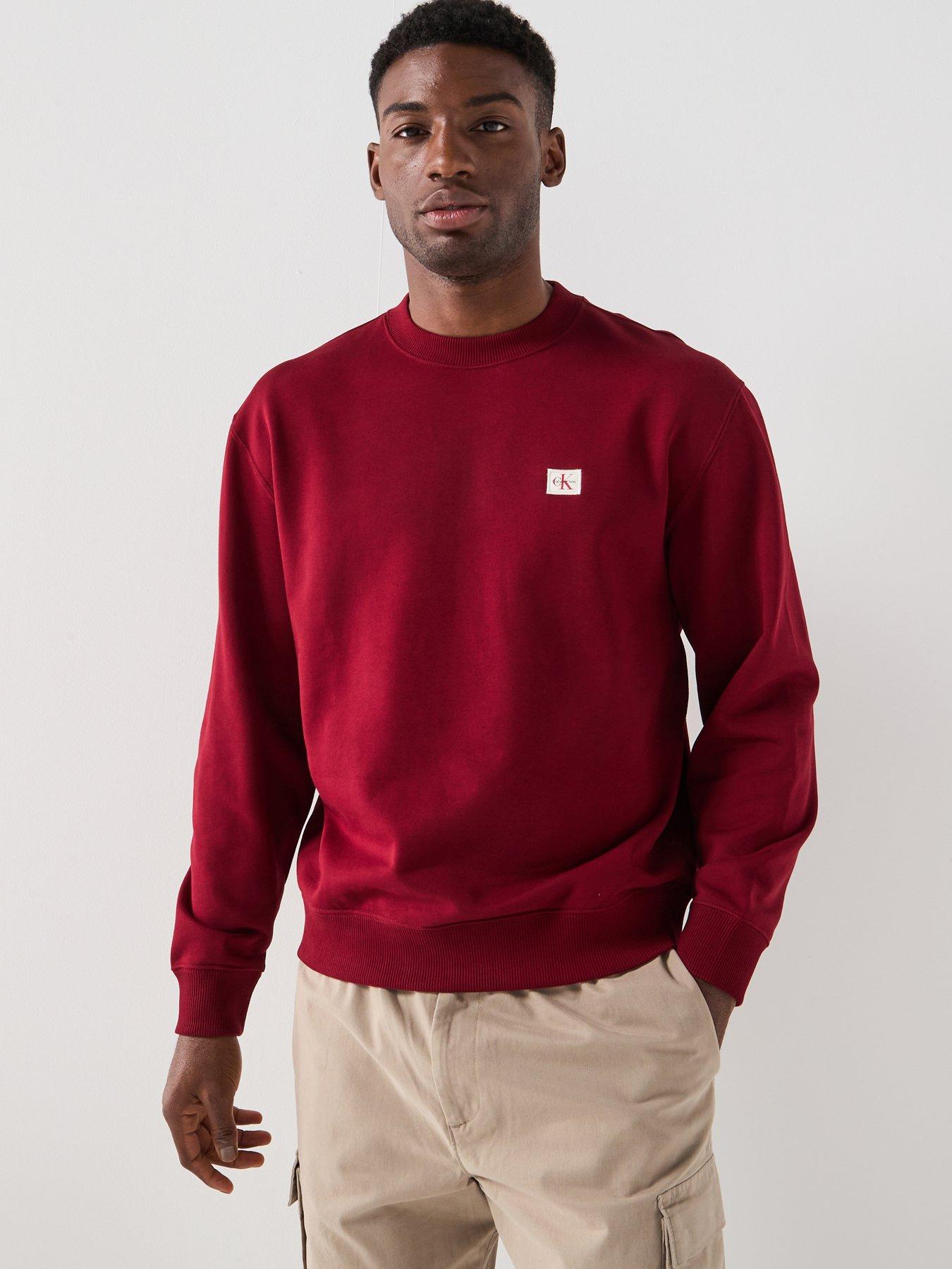 Calvin Klein Jeans Woven Badge Crew Neck Sweatshirt - Dark Red