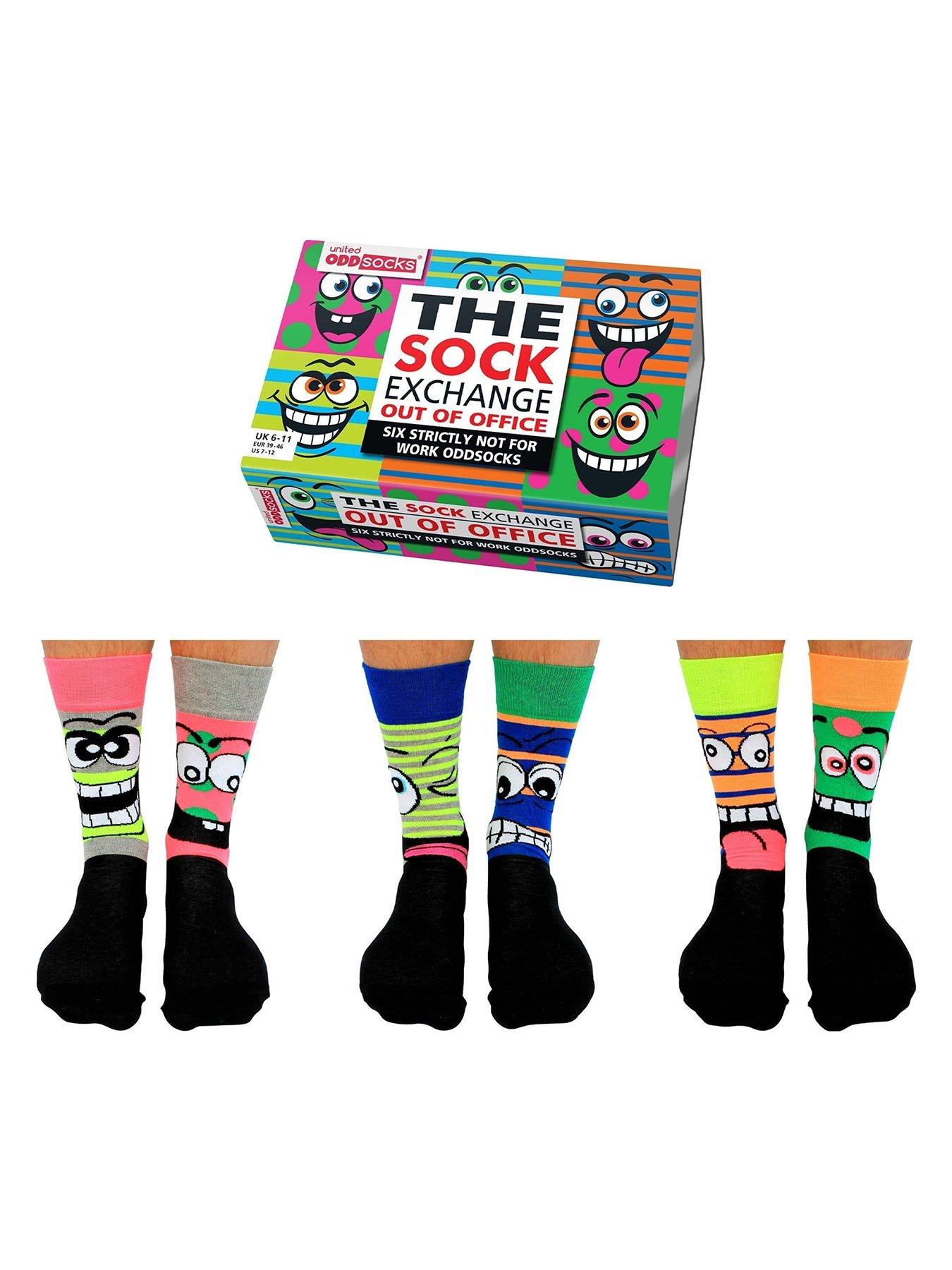 Image of United Oddsocks The Sock Exchange Out Of Office Novelty Crew Sock Giftbox