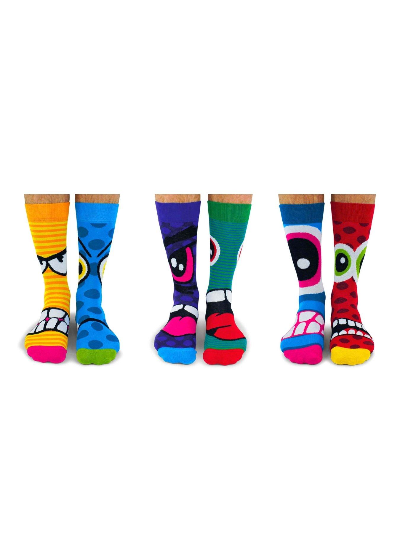 Image 2 of 2 of United Oddsocks Stress Heads Novelty Crew Sock Giftbox - Multi