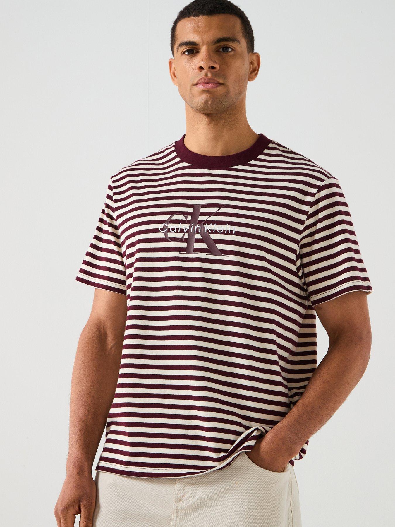Calvin Klein Jeans Large Monogram Stripe T-Shirt - Brown