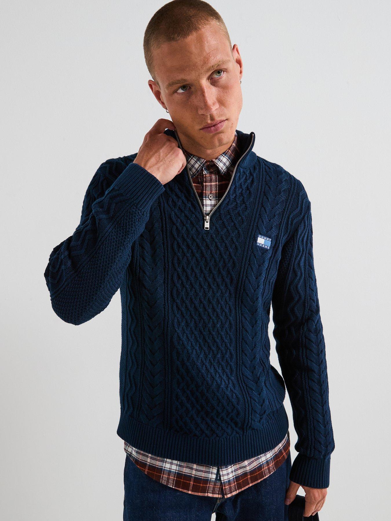 tommy-jeans-slim-badge-cable-quarter-zip-knitted-jumper-navy