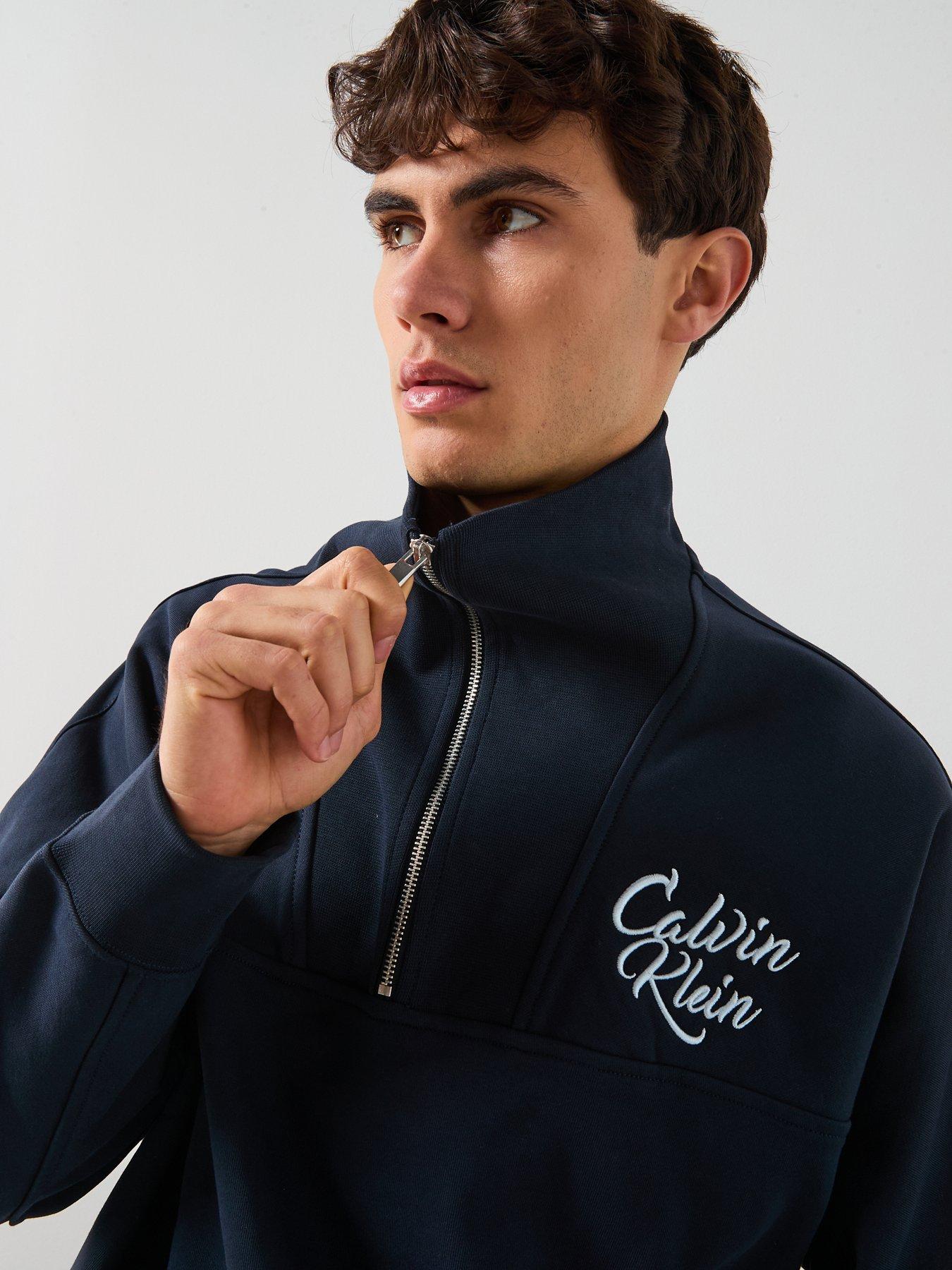 calvin-klein-jeans-script-logo-funnel-neck-14-zip-sweatshirt-navyoutfit