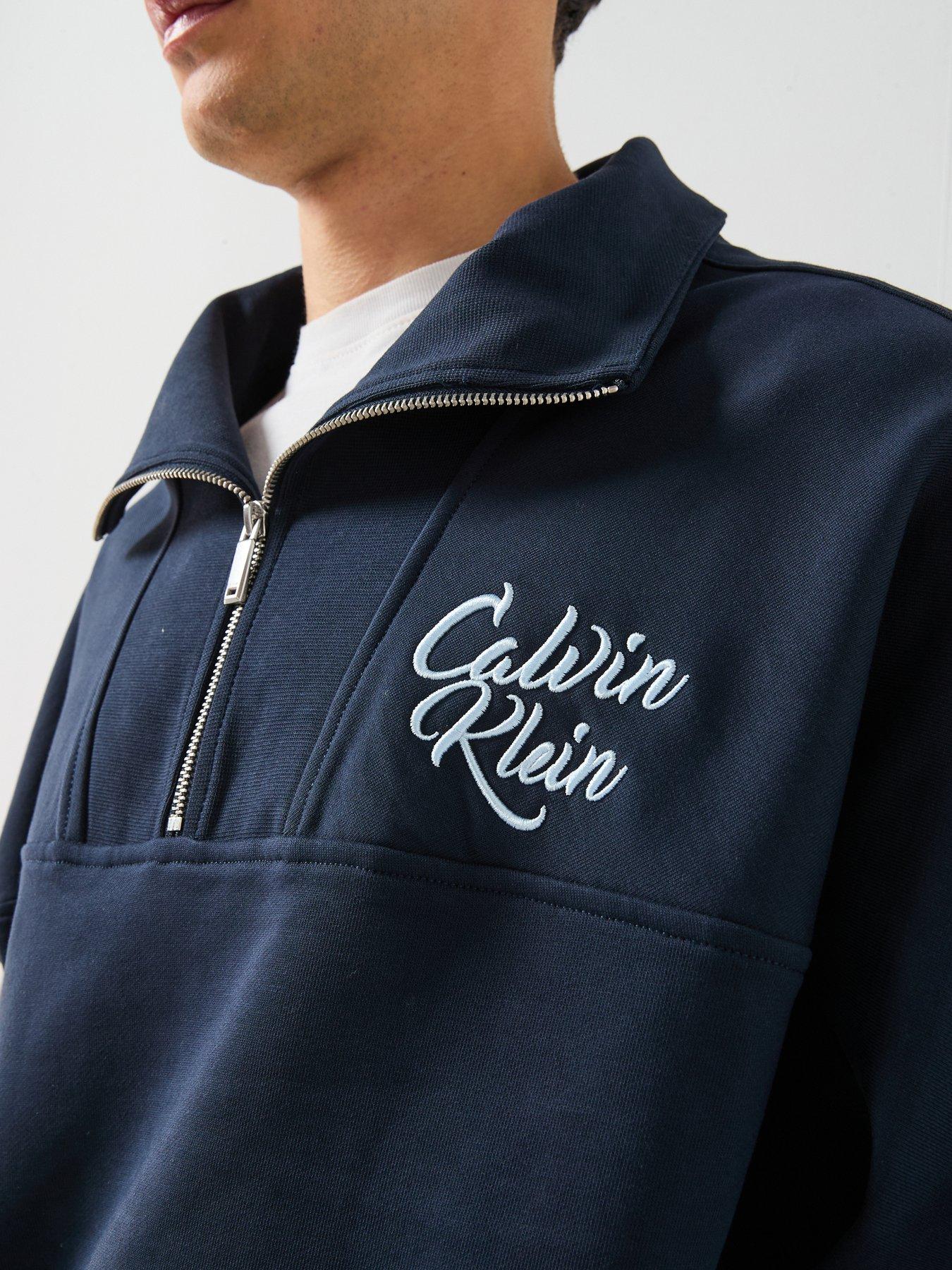 calvin-klein-jeans-script-logo-funnel-neck-14-zip-sweatshirt-navydetail