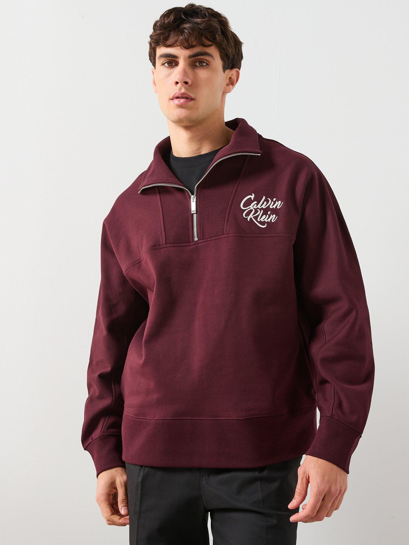 calvin-klein-jeans-script-logo-funnel-neck-14-zip-sweatshirt-brown