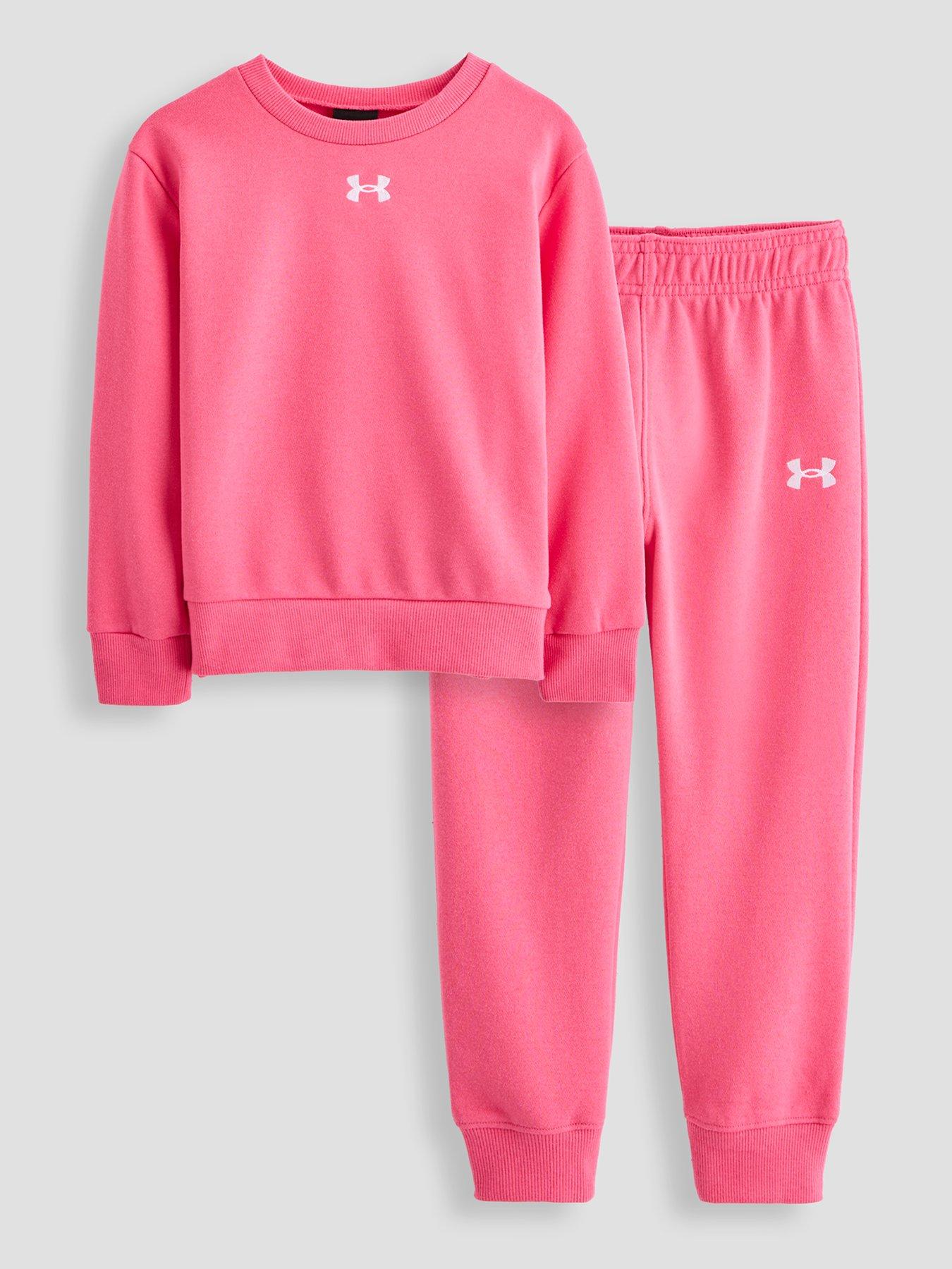 UNDER ARMOUR Girls Rival Terry Crewneck Set - Pink