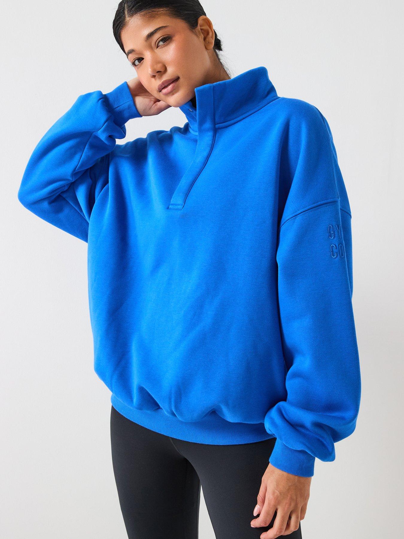 Gym + Coffee Womens Training Sierra Snap Collar Sweatshirt - Blue