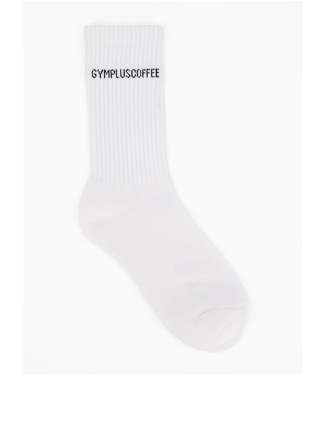 Image 1 of 4 of Gym + Coffee Unisex Training Full Length Everyday Sock - White
