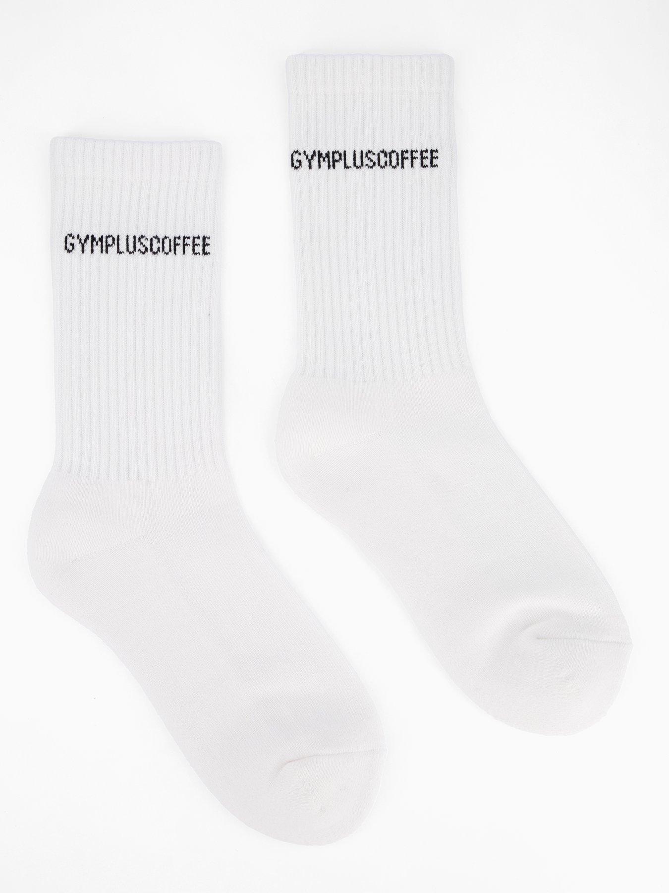 Image 2 of 4 of Gym + Coffee Unisex Training Full Length Everyday Sock - White