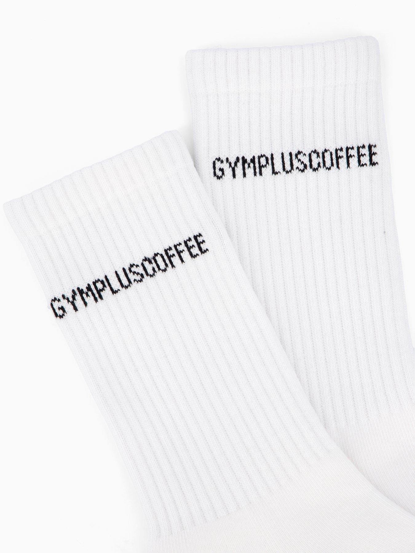 Image 3 of 4 of Gym + Coffee Unisex Training Full Length Everyday Sock - White