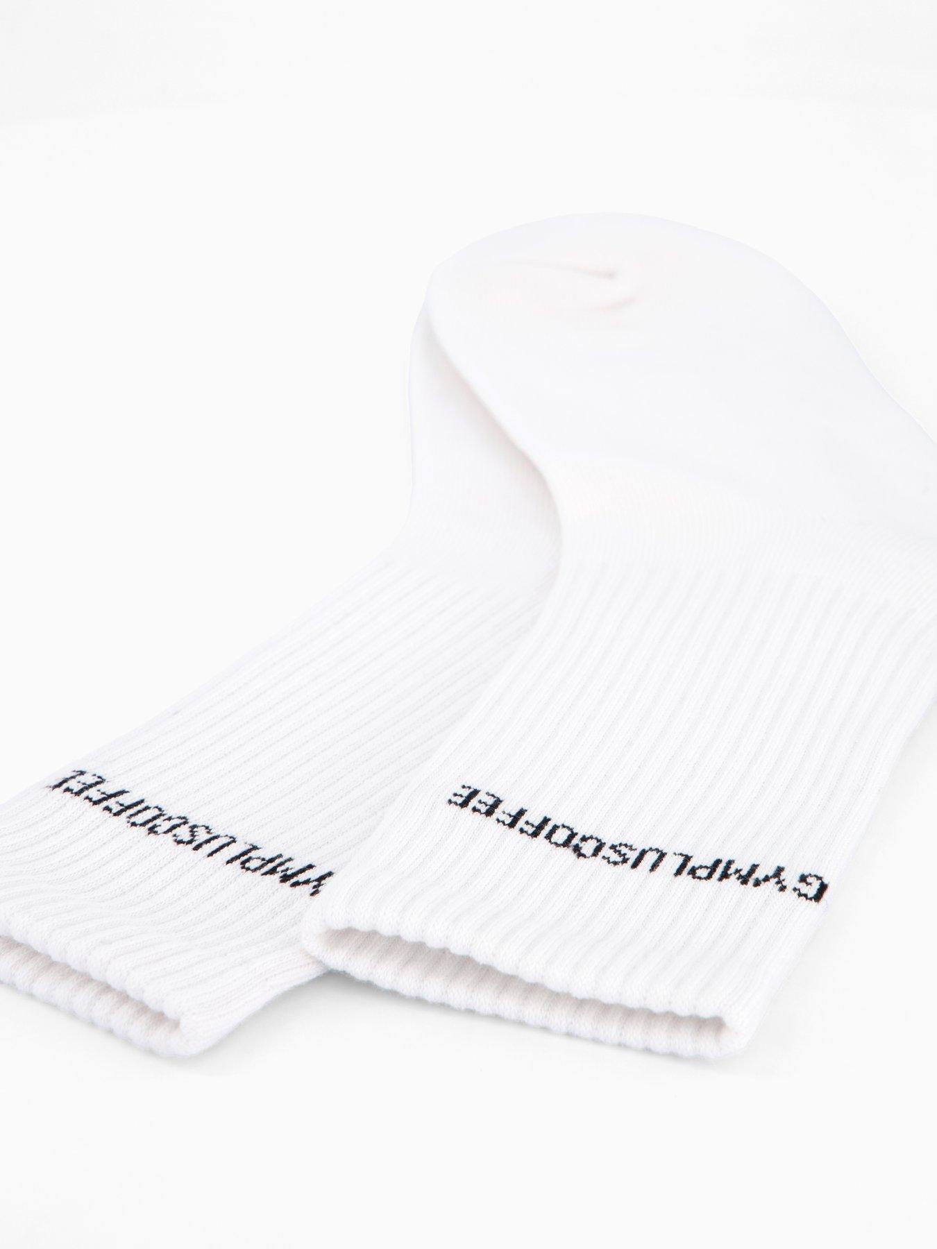 Image 4 of 4 of Gym + Coffee Unisex Training Full Length Everyday Sock - White