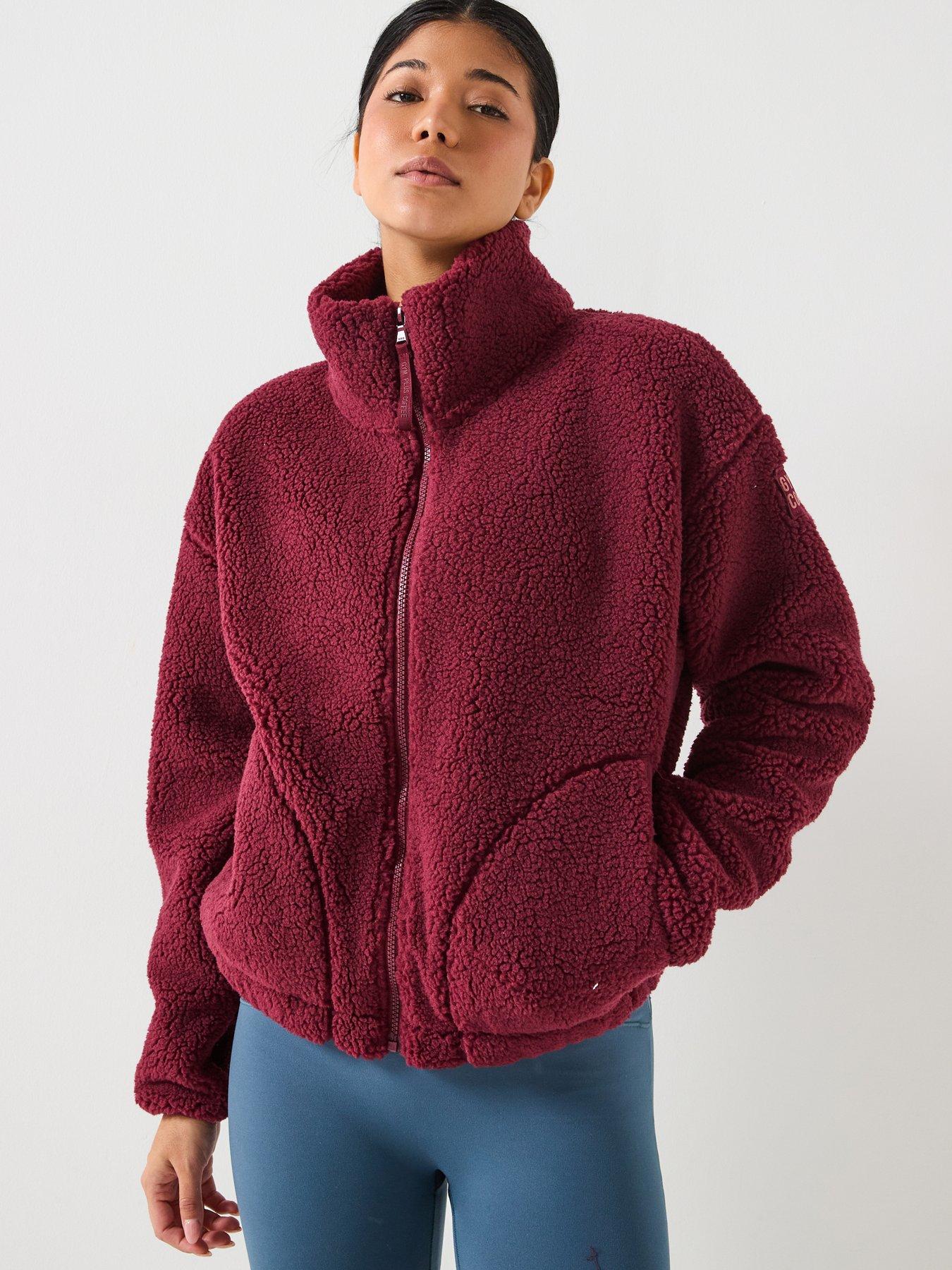 gym-coffee-womens-training-industry-high-collar-fleece-jacket-burgundy