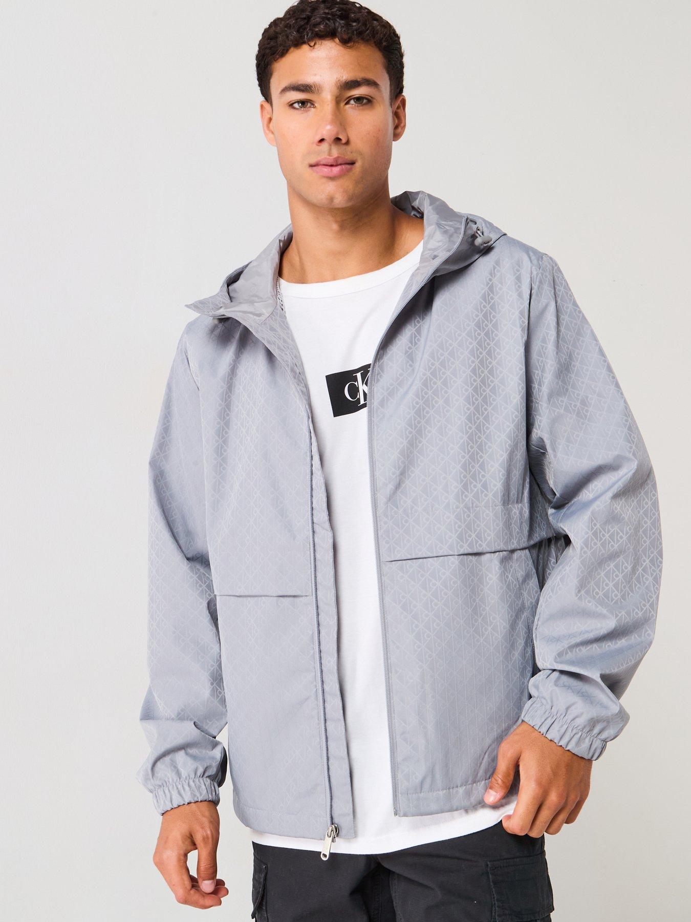 Calvin Klein Jeans All Over Print Monochrome Windbreaker Jacket - Grey