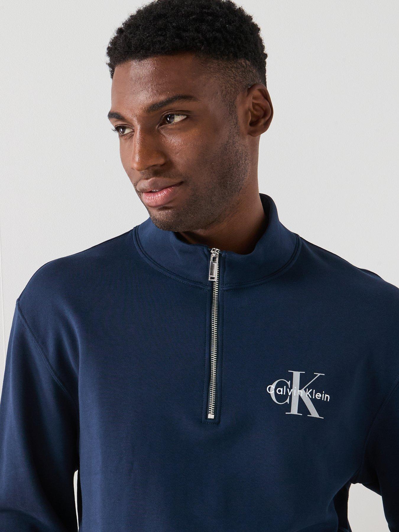 Image 5 of 6 of Calvin Klein Jeans Monogram Logo 1/4 Zip Sweatshirt - Navy