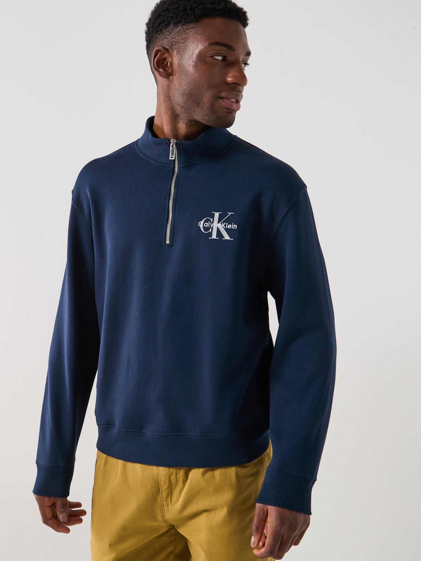 Image 6 of 6 of Calvin Klein Jeans Monogram Logo 1/4 Zip Sweatshirt - Navy