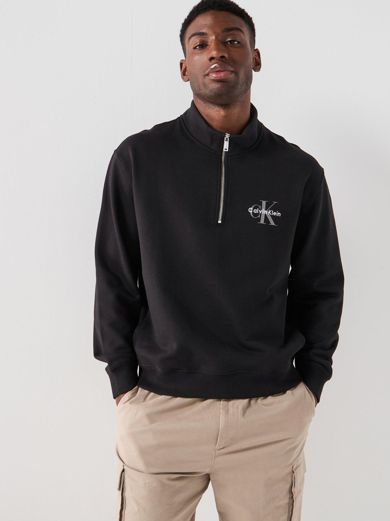 calvin-klein-jeans-monogram-logo-14-zip-sweatshirt-blackfront