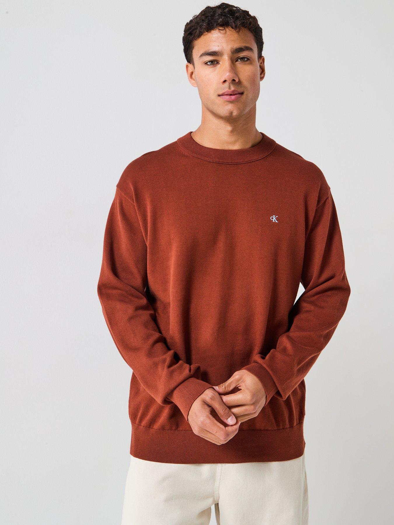 Calvin Klein Jeans Cotton Monogram Logo Knitted Jumper - Red