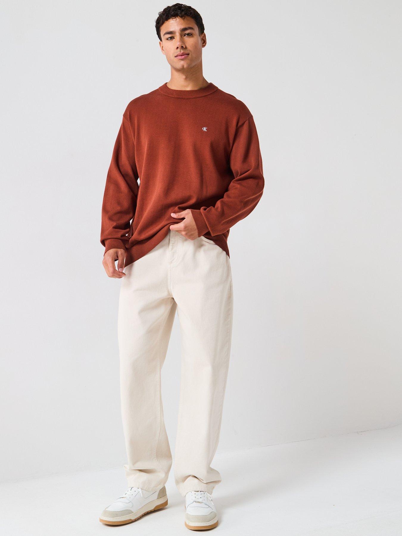 Image 3 of 5 of Calvin Klein Jeans Cotton Monogram Logo Knitted Jumper - Red