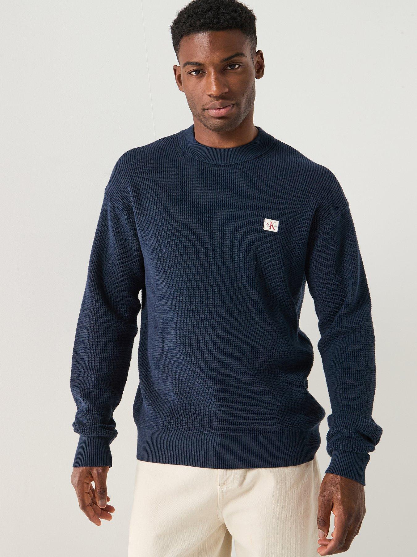Calvin Klein Jeans Cotton Waffle Knitted Jumper - Navy