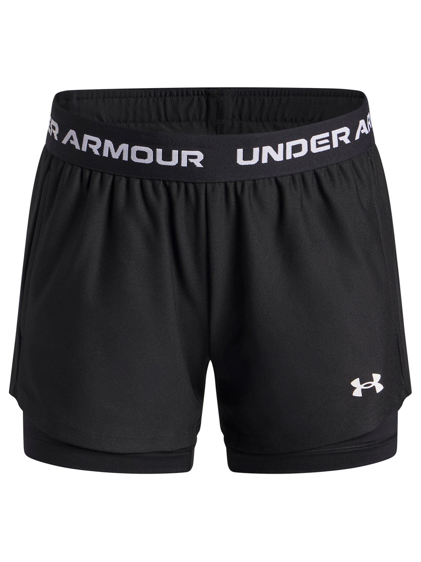 Under Armour Tech™ Play Up Girls' 2-in-1 Shorts Black / Black / White YXL (63 - 67 in)