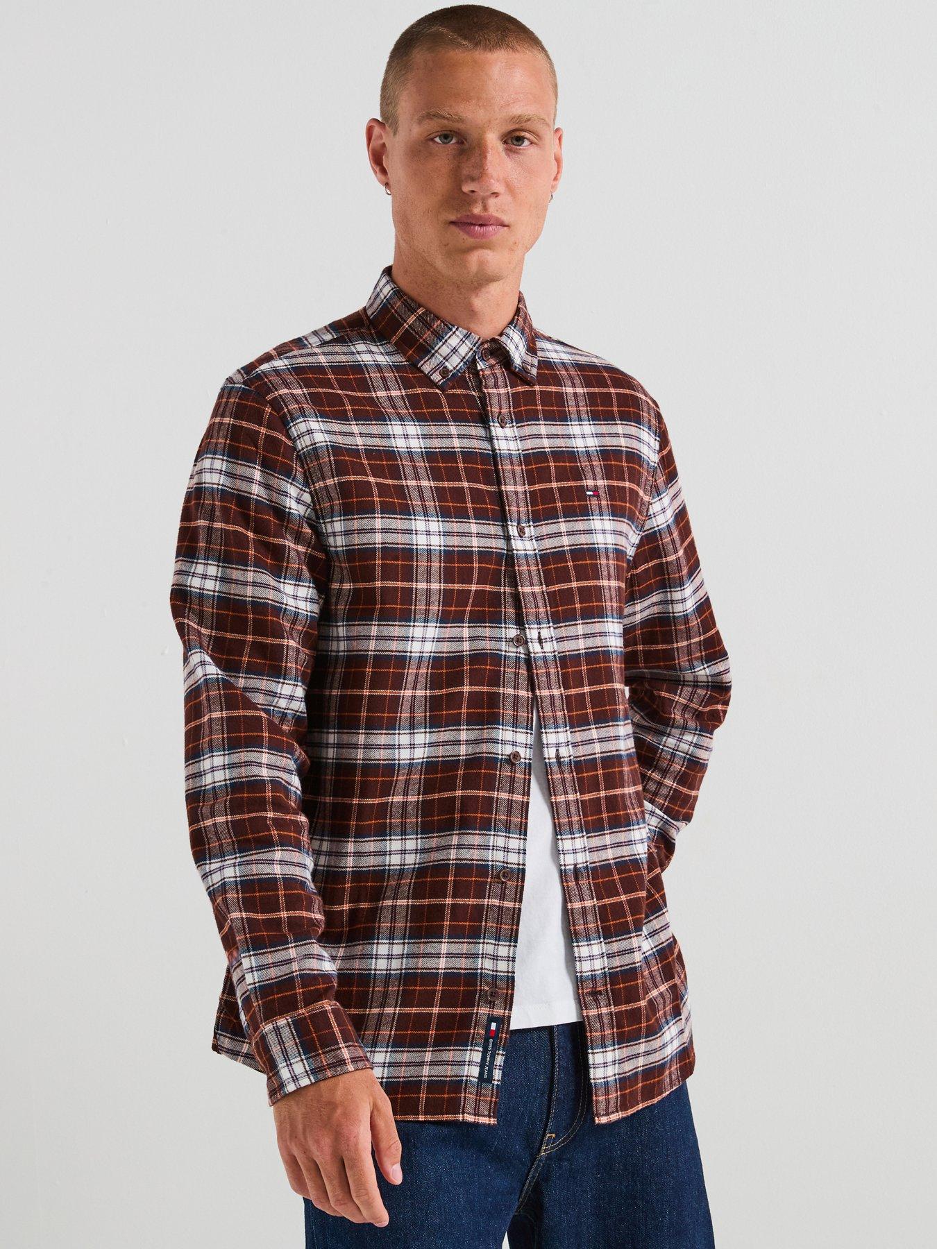 tommy-jeans-regular-flannel-check-shirt-brown