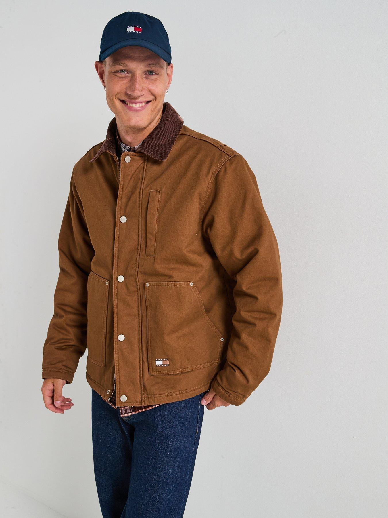 tommy-jeans-cord-collar-fleece-lined-harrington-jacket-brownfront