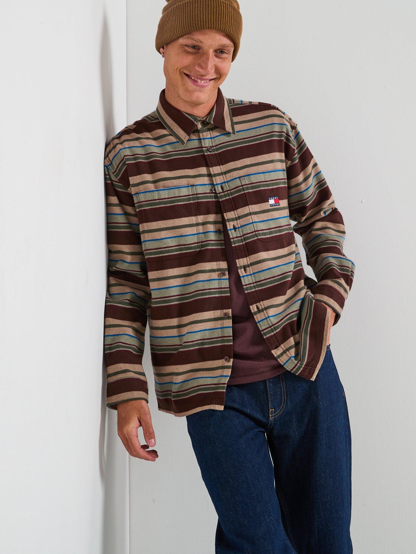 tommy-jeans-utility-flannel-overshirt-brownoutfit